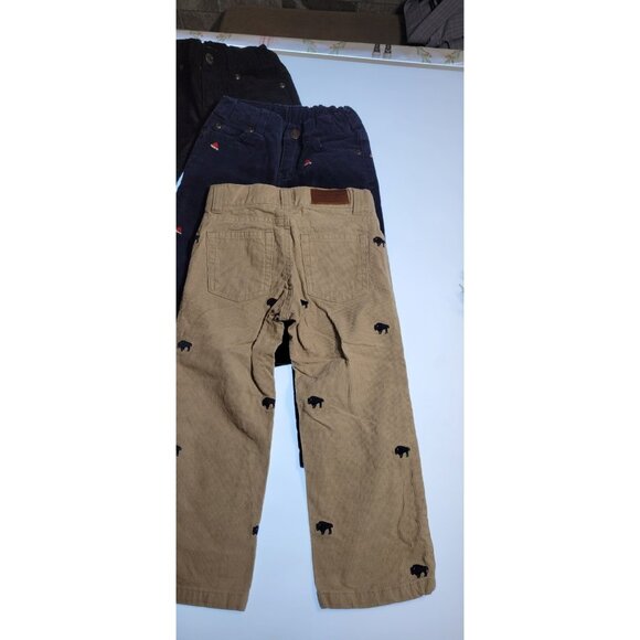Lot 4 Janie and Jack Boys Corduroy Pants Size 3 | Brown Navy Beige | Holiday Emb - Picture 10 of 15